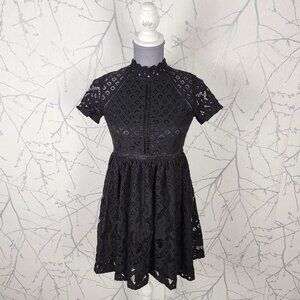 Bardot Junior Black Lace Overlay Fit & Flare Dress Wednesday